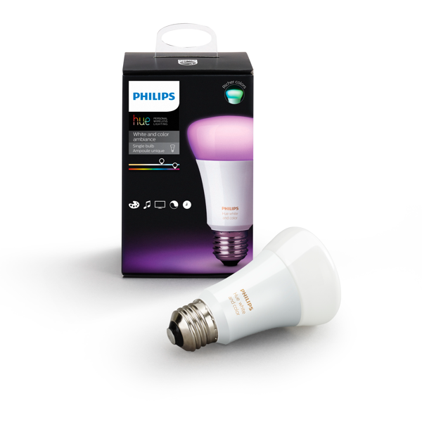 Philips Hue White and Color Ambiance A19 Single Bulb image 418593112108